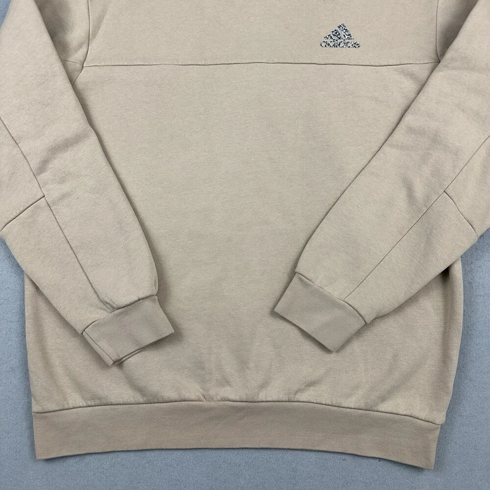 Adidas Sweatshirt Men Medium Beige Pullover Trefoil Logo Jumper Crew Neck M